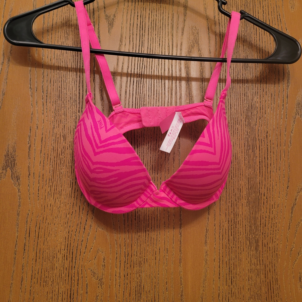 Pink Zebra Print Women's Bra